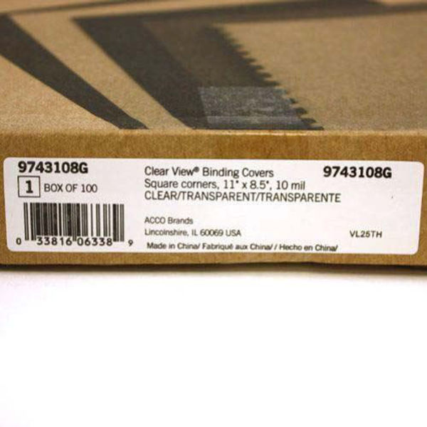 GBC Binding Covers Clear (8-1/2x11) (1 set) #9743108