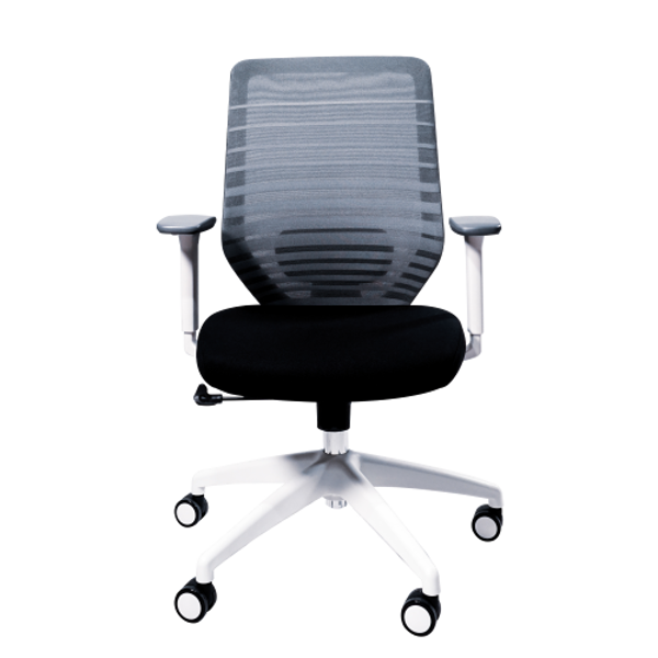 Anji High Back White Frame Mesh Chair w/arms- Grey