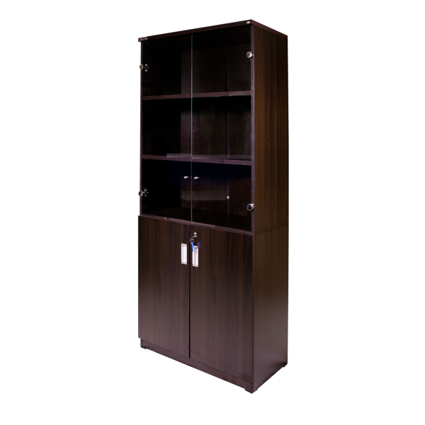 Torch 5-S Cabinet w/Glass & Solid Doors - Black Walnut